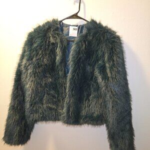 Teal Green Jewel Toned Fur Coat by So